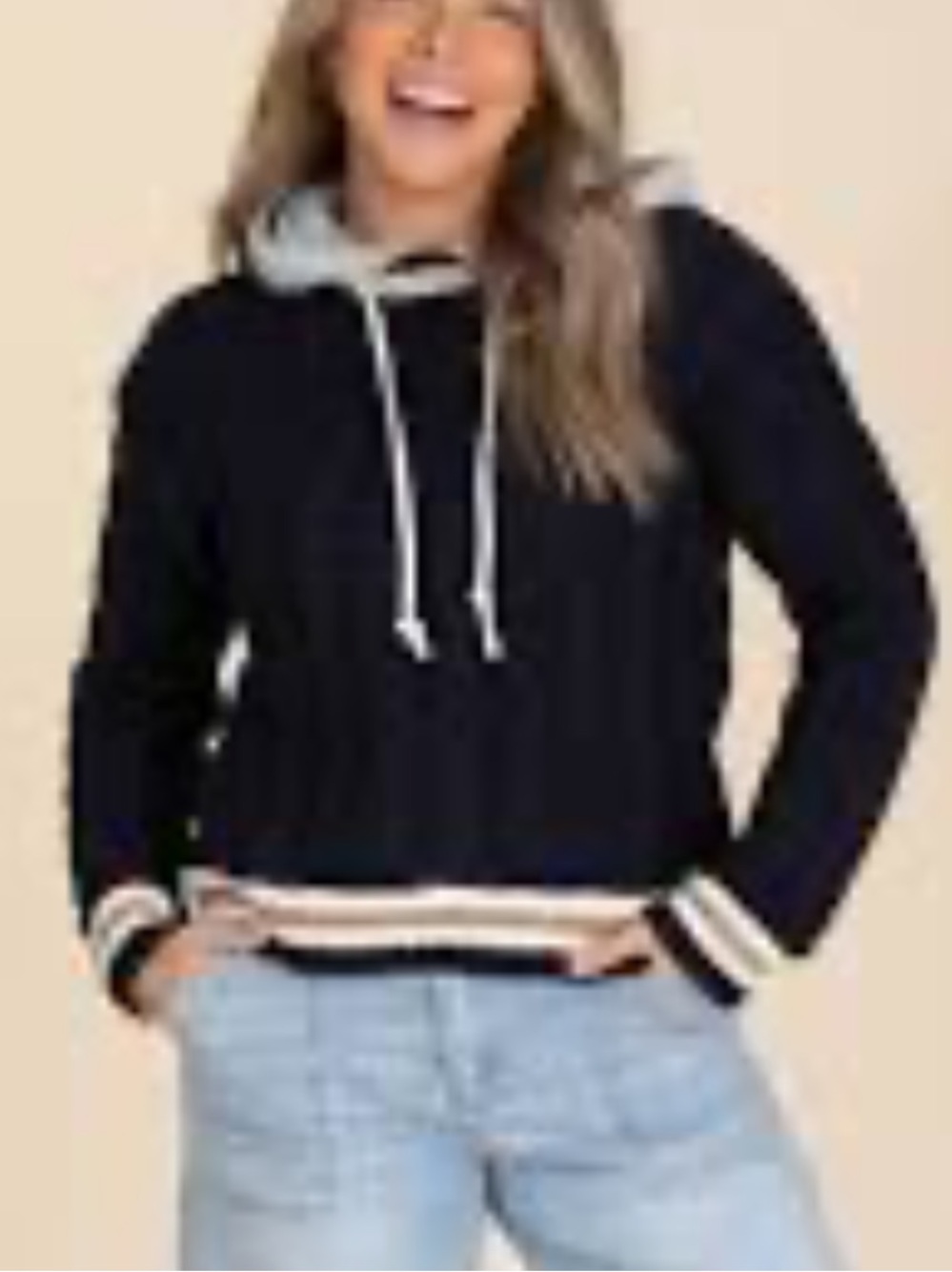 Hem & Thread cable sweater with sweatshirt hoodie worn once